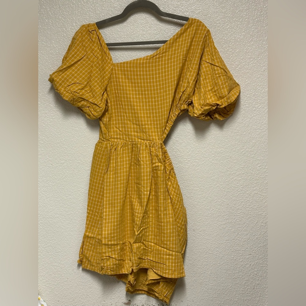 NWT Akaiv Mustard Yellow Assymetrical Cut Out Dress - Multiple sizes